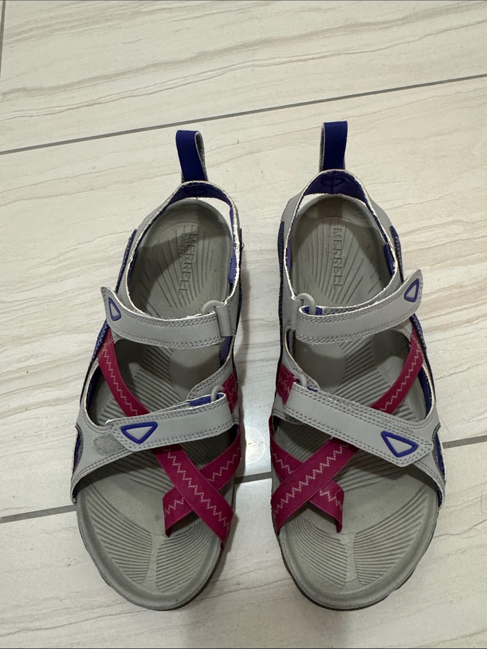 Merrell Sporty Women’s Barefoot Hylidae Wrap Gray, Pink & Magenta Sandals Sz 7